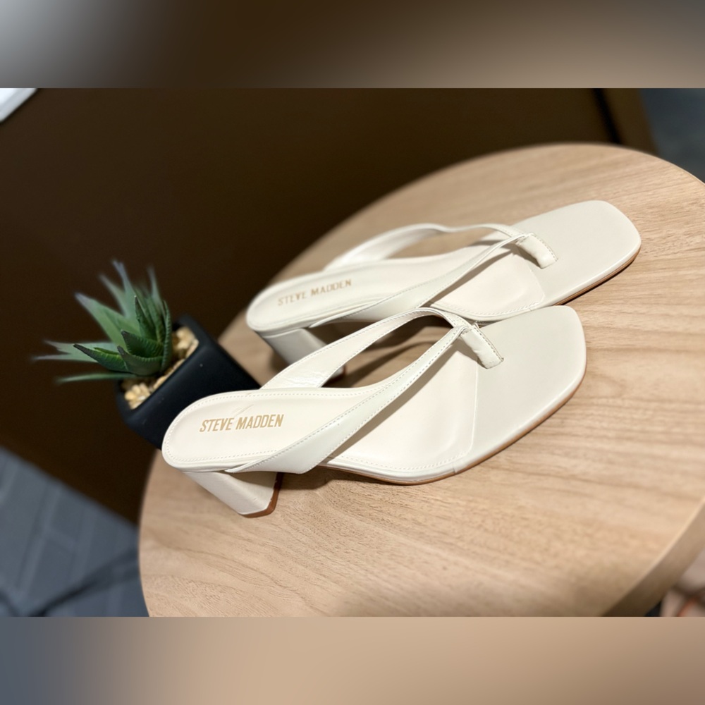 Steve Madden Cream Block Heel Sandals